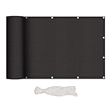 interGo Balkon Sichtschutz Balkonverkleidung Balkonumspannungen UV-Schutz, 90x300cm HDPE Balkonsichtschutz mit Ösen und Kordel - Anthrazit