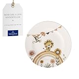 Villeroy & Boch – Boho Kids 'Roar like a lion' Kinderteller Beige, Spülmaschinenfest, Mikrowellensicher, Speiseteller, Kinder Teller, Keramik, Tiermotiv Löwe und Affe, Premium Porzellan