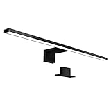 B.K.Licht - Spiegelleuchte Bad mit 2 in 1 Montage, neutralweiße Lichtfarbe, klemmbar, 600mm, Badezimmerlampe, Schrankbeleuchtung, Spiegellampe, Lampe Badezimmer, Spiegelbeleuchtung, Schwarz