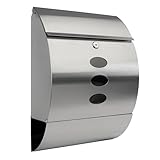 Grafner Design Edelstahl Briefkasten mit Zeitungsfach, abschließbar – 2 Schlüssel inkl., 3 Sichtfenster, Moderne runde Ausführung, einfacher Anbau, inkl. Montagematerial, Postkasten Letter Box