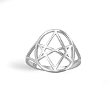 Amaxer Damenring Symbol Hexagramm Unicursale Edelstahl Sechs Spitzen Magisches Symbol Schmuck Zarte, Edelstahl, Kein Edelstein