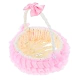 Ciieeo Blumenkorb zur Hochzeit Süßigkeitenkorb zur Hochzeit Hochzeitsversorgung Blumenkörbe für die Hochzeit handgeflochtener Blumenkorb Mehrzweckkörbe Polyester Rosa