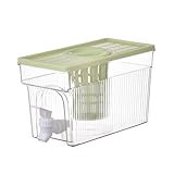Grün, 3L Kunststoff Wasserspender,Kühlschrank Getränkespender mit Zapfhahn für Säfte Cocktails Limonaden Hausgemachte Getränke für Geeiste Säfte, Wasser, Hausgemachte Getränke, Sommerparty, Partys