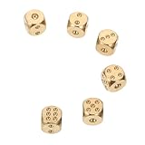 CIYODO 6 Stück Massive Messingwürfel Spiel Sechsseitige Zahlenwürfel Kleine Würfelstütze -stütze Zarte Würfelstütze Bastelwürfel Aus Messing Kupfer Golden