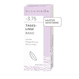 MAGNIVISION Tageslinsen Basic, 8 Stück weiche Kontaktlinsen für -3,50 dpt., Kontaktlinse mit Hydrogel und UV-Filter für ein angenehmes Tragegefühl, ohne Konservierungsstoffe