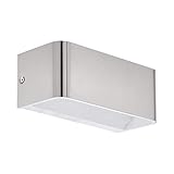 EGLO LED Wandlampe Sania 4, 1 flammige Wandleuchte, Minimalismus, Wandstrahler innen aus Aluminium, Wohnzimmerlampe, Flurlampe in Nickel-Matt, Weiß, L 20 cm