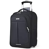 Lekeinchi Laptoptasche mit Rollen, Softside-Handgepäck, Rollaktentasche für Damen, Laptop-Trolley mit 2 abnehmbaren Rädern für Arbeit/Reisen/Business, wasserdichte Untersitz-Kabinentaschen (Schwarz,