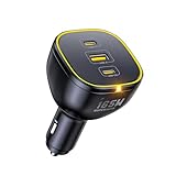 AOHI 165W Laptop Auto Ladegerät 140W PD 3.1/ 100W PD 3.0 USB C Superschnellladegerät PPS 45W 3-Ports QC5.0 Zigarettenanzünder-Ladegerät für MacBook Pro, iPhone 16/15, Galaxy S24 Ultra, iPad, Schwarz