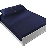 Solider Matratzenschoner, wasserdichter Bettlakenbezug, Matratzenunterlage, kein Kissenbezug FüR Chutz Von Matratzen(Deep Blue,150x200x30cm)