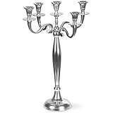 Gräfenstayn® Kerzenleuchter ALU 1, 3 oder 5-armig - 40/60/80cm - Silber, Schwarz, Weiß, Gold (Silber, 40cm)