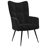 vidaXL Relaxsessel, Sessel mit Stahlgestell, Relaxstuhl Polsterstuhl mit Armlehne, Fernsehsessel Polstersessel Wohnzimmer, Modern, Schwarz Samt
