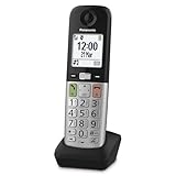 Panasonic KX-TGUA40EXB zusätzliches Mobilteil für Digitale Schnurlostelefone KX-TGU430/KX-TGU410, LCD-Display, FavoritenTaste,extra laut,hörgerätekompatibel, Hauptgerät erforderlich, Schwarz & Silber