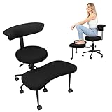 ADHDs Stuhl für Erwachsene, Ergonomischer Stuhl mit gekreuztem Design und Radmobilität, Cross Legged Stuhl, Kniestuhl Meditationsstuhl mit Lendenstütze und höhenverstellbar ﻿ (Schwarz 2026 Upgrade)