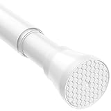 Zipglo 1 Stück Gardinenstange ohne Bohren75-163cm Duschvorhangstange Teleskopstange Vorhangstange Teleskopstange Spannstange Verstellbare für Badezimmer, Fenster, Küche, Schrank, Weiß