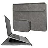 kwmobile Hülle für Apple MacBook 13' 14' 15' Laptop/Notebook/Ideapad Case - Cover mit Standfunktion und extra Tasche - Kunstleder Schutzhülle Grau