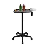 BAOCHADA Salon Trolleys, Bedienungswagen,Friseur Trolley mit Rollen und Tablett Höhenverstellbares, Tattoo-Tablett-Salonwagen für Friseursalons, Spas,Aluminium-Trolley (Schwarz)