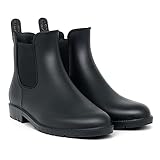 Geweo Gummistiefel Damen Halbhoch Chelsea Herren Wasserdicht Regenstiefel Frauen Atmungsaktiv Stiefel Gummi Kurzschaft Flach Dicke Sohle Arbeitsstiefel Schwarz Gr. 38