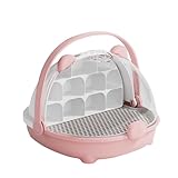 Wurmzuchtscheune,Reptile Fütterungsbox, Terrarien,Tierlebensraumkäfig, Reptilientank,tragbares transparentes Futter mit Griff,Eidechse, Skorpion, Tausendfüßler, Gehörnter Frosch (Rosa)