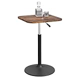 MAHANCRIS Bartisch, höhenverstellbar von 68 bis 92 cm und 360° drehbar, Küchen-Stehtisch, Cocktailtisch, für Wohnzimmer, Bar, Pub, Vintagebraun und Schwarz ABTHR5501
