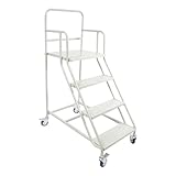 4-Stufige Industrie und Lagertreppe 4-stufige Stehleiter 4-stufige Stufentreppe mit Rollen, maximale Tragfähigkeit 400 kg für Haushalte, Lagerhäuser, Geschäfte, Supermärkte und Bibliotheken