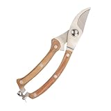 Milisten Präzise Gartenschere mit Rutschfestem Holzgriff Rostfreiem Langlebig und Ergonomisch Multifunktional für Baumschnitt und Gartenarbeit Professionelle Hand Gartenschere für