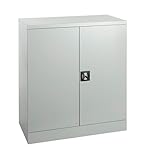 Stahlschrank abschliessbar für Werkstatt & Büro 100x92x42cm, Werkstattschrank sowie Werkzeugschrank mit 2 höhenverstellbaren Einlegeböden,Aktenschrank für 3 Reihen Ordner in Lichtgrau