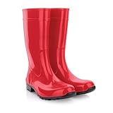 LEMIGO Damen Gummistiefel hohe Regenstiefel Ilse (38, rot)