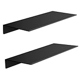 HNVNER Wandregal Metall Schwarz mi 2er-Set, Länge 29.6CM Wand Regal für Badezimmer, Schweberegal Display-Regale für Wand Dekorative für Wohnzimmer, Schlafzimmer, Flur, Büro, Duschregal