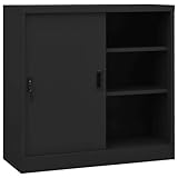 XHNIFBN Büroschrank mit Schiebetür Anthrazit 90x40x90 cm Stahl Aktenschrank mit Schloss und Höhenverstellbaren Böden für Home Office Büro Lager Vorratsschrank