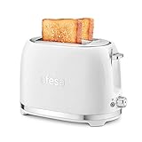 Ufesa Toaster 2 Scheiben Weiß Retro Classic Pinup, Vintage-Design, 850 W, 2 extrabreiten Schlitzen Sandwichtoaster, für alle Arten von Brot, 7 Bräunungsgrade, Kabelsammler, Krümeltablett