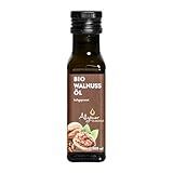 ALLGÄUER ÖLMÜHLE – Bio Walnussöl | Fein-nussiges Öl aus ungerösteten Walnüssen. Aus biologischem Anbau. Kaltgepresstes Bio Walnuss Öl ideal für Gemüse & Süßspeisen | Inhalt: 100 ml