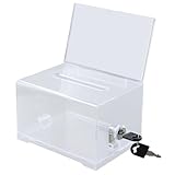Spendenbox Durchsichtig, 16x12x10cm Spendenbox Abschließbar, Wahlurne Spendenbox Durchsichtig, Losbox mit Schlüssel für Abstimmungen, Wettbewerbe (Transparent)