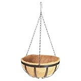 Blumenkorb aus Kokosnuss, robuster Metallkorb für Kokospflanzen, Hängetopf aus Kokosnuss, hängend, natürlich, hängend an den Linien der Kokosnuss