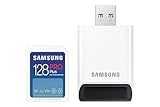 Samsung PRO Plus SD-Karte, 128 GB, UHS-I U3, Full HD & 4K UHD, 180 MB/s Lesen, 130 MB/s Schreiben, Speicherkarte für Kameras und Drohnen, Inkl. USB-Kartenleser, MB-SD128SB/WW
