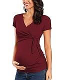 Love2Mi Damen Stillshirt Kurzarm & Langarm Umstandsshirt Umstandsmode V-Neck Schwangere Nursing Tops