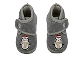 Leomil Kinder Hausschuhe Plüsch Unisex Pinguin/Teddybär grau Slippers Pantoffeln kinder warm schuhe weihnachts geschenk (Hellgrau, EU Schuhgrößensystem, Kleinkind, Herren, Numerisch, M, 22)