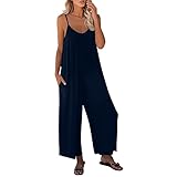 Jumpsuits FüR Damen Sommer - Latzhosen FüR Damen Locker Jumpsuit Sommer Strand-Overall äRmellose Playsuit Sommeroverall Elegant Einteiler SpaghettiträGer-Top Sexy Breites Bein Hosen Strampler Playsuit