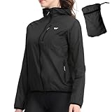 Wulibike Fahrradjacke Damen Faltbare Regenjacke Leicht und Atmungsaktiv Laufjacke Reflektierende Windbreaker für Radfahren,Trekking und Outdoor Schwarz A5=XL