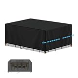 SIMPHAUS Abdeckhaube Gartenmöbel Abdeckung Wasserdicht Gartenmöbel Tisch für Gartentisch Sitzgruppe Schutzhülle für Gartentisch Sitzgruppe Möbelsets 420D Oxford Gewebe 200x100x75cm