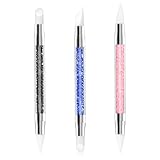 AHQiZFX 3 Stück Nagel Art Pinsel Silikon,Nagel Pinsel,Nail Art Dotting Tools,Gel Schnitzen Pinsel,Nagelkunst Skulptur Stift,Silikon Nageldesign Pinsel,Doppel Köpfe DIY Maniküre Werkzeug,für Maniküre