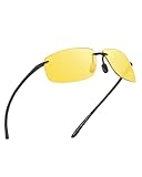 JIM HALO Sport Sonnenbrille Herren Polarisiert, TR90 Rechteckig Rimless Frame Nachtsichtbrille FüR Autofahrer