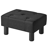 YMYNY Kleine Fußbank, Fußbank Rechteckiger aus Leinen, Sitzhocker, Fußbank für Wohnzimmer, Pouf Couch Hocker, Ottoman Fußstütze für Eingang 40×30.5×22.5CM Schwarz HBD039B