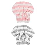 PAMINGONO 2 Stück Mikrofaser Haarturban mit Schleife Extra Saugfähige Schnell Trocknende Haartrockner Kappe für Damen Weiches Elastisches Kopfhandtuch Sanft für Feuchtes Haar Bequem Stabil