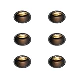 Qazqa - Set mit 6 Einbaustrahler schwarz mit Gold I Messing dreh- und schwenkbar - Alu I Wohnzimmer I Schlafzimmer - Aluminium - LED geeignet GU10