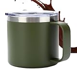 Portable Cups for Travel, Stainless Steel Drinking Cups, Multipurpose Travel Cups, Double Wall Coffee Cup, Spill-Proof Coffee Cups, 12oz Stainless Steel Cup, Travel Coffee Mug, Coffee Cups with Handle