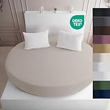 Strauss Home® Rundes Spannbetttuch Jersey 100% Baumwolle OekoTex Boxspringbett Wasserbett Weiche Spannbettlaken Steghöhe bis 40cm (Champagner)