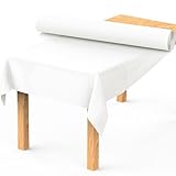 MOKANI Tischdeckenrolle, 1.1 m × 20m, Vliesstoff, Tischdecke Bierzeltgarnitur, Einweg Papiertischdecke Rolle, abwaschbare Tischdecke Geeignet für Party, Geburtstag, Hochzeit, Weiß