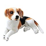 Hund Plüschtier 50CM Hunde Kuscheltier für Kinder,Plüschhund Liegend -Stofftier Hund Lebensecht Weiß Braun Welpen Hund Tier Plüsch Puppe Hund Kissen Plüschtier Spielzeug für Kinder Jungen Mädchen