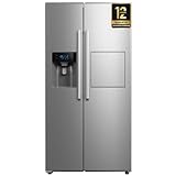 Midea KS-EIX 6.23 Side-by-Side Kühl-/Gefrierkombination/176,5 cm hoch/No Frost/Inverter Compressor/mit Barfach/Wasser-/Eisspender mit Festwasseranschluss/Twin Control, Rostfreier Stahl