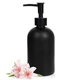Topsky Seifenspender aus Glas mit Kunststoffpumpe, 410 ml Flüssigseifenspender, rostfreie Pumpe für Küche und Bad, ideal für Lotionen, ätherisches Öl, Flüssigseifen (schwarz)
